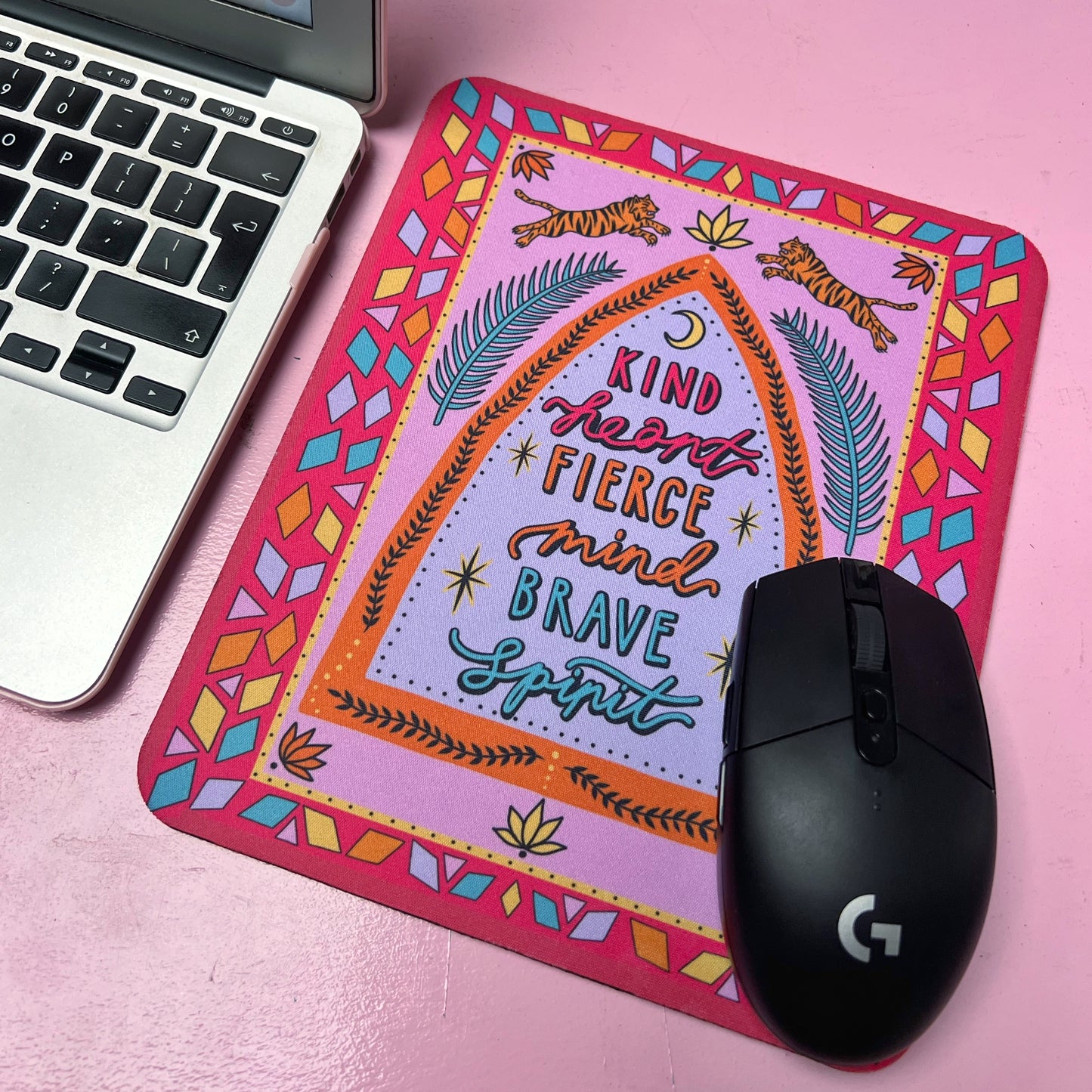 kind heart, fierce mind, brave spirit mouse mat