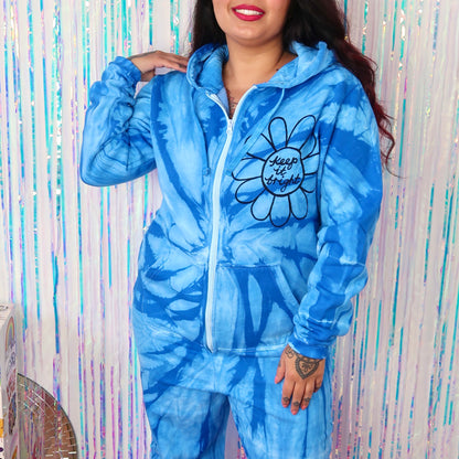 keep it bright flower tie dye onesie - blue