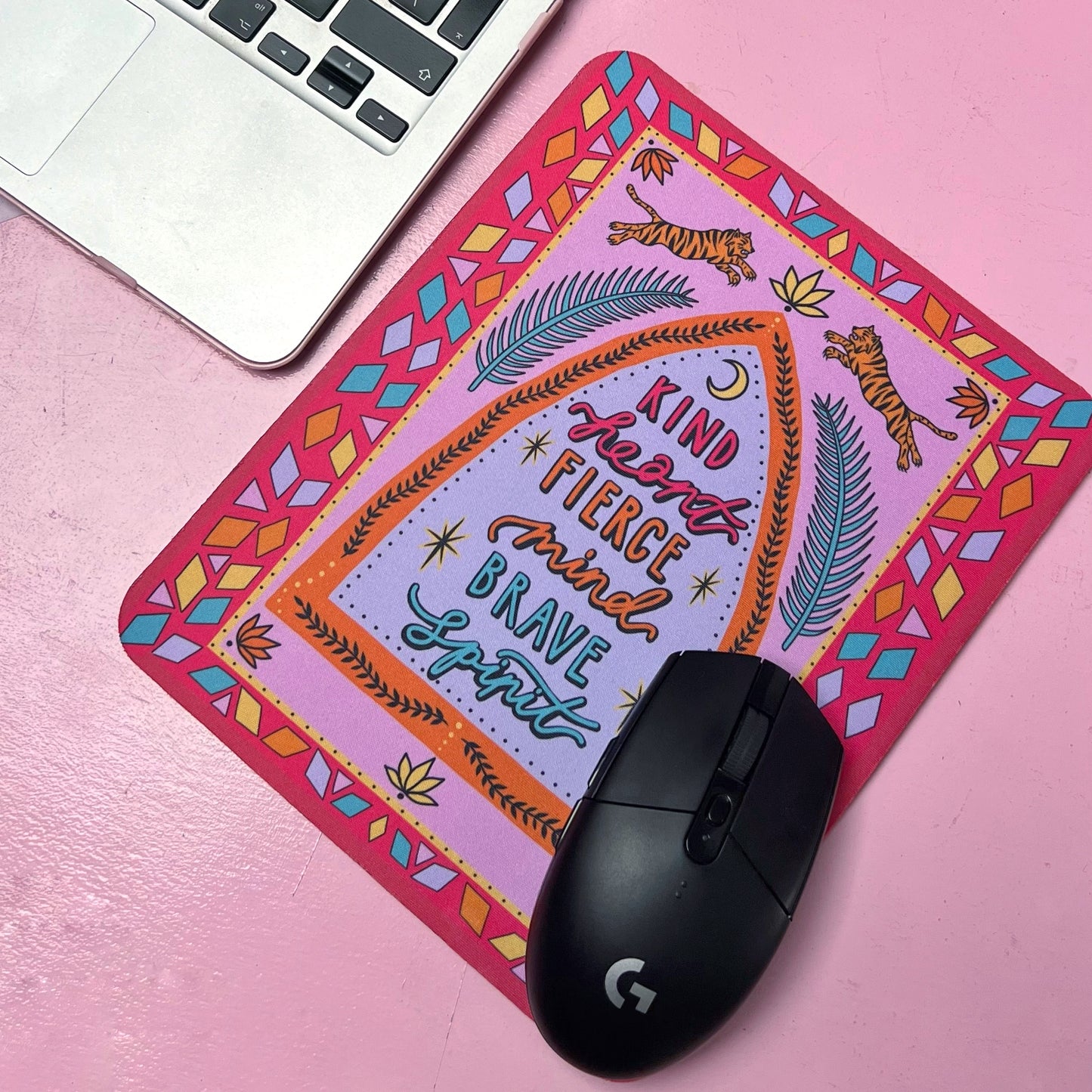 kind heart, fierce mind, brave spirit mouse mat