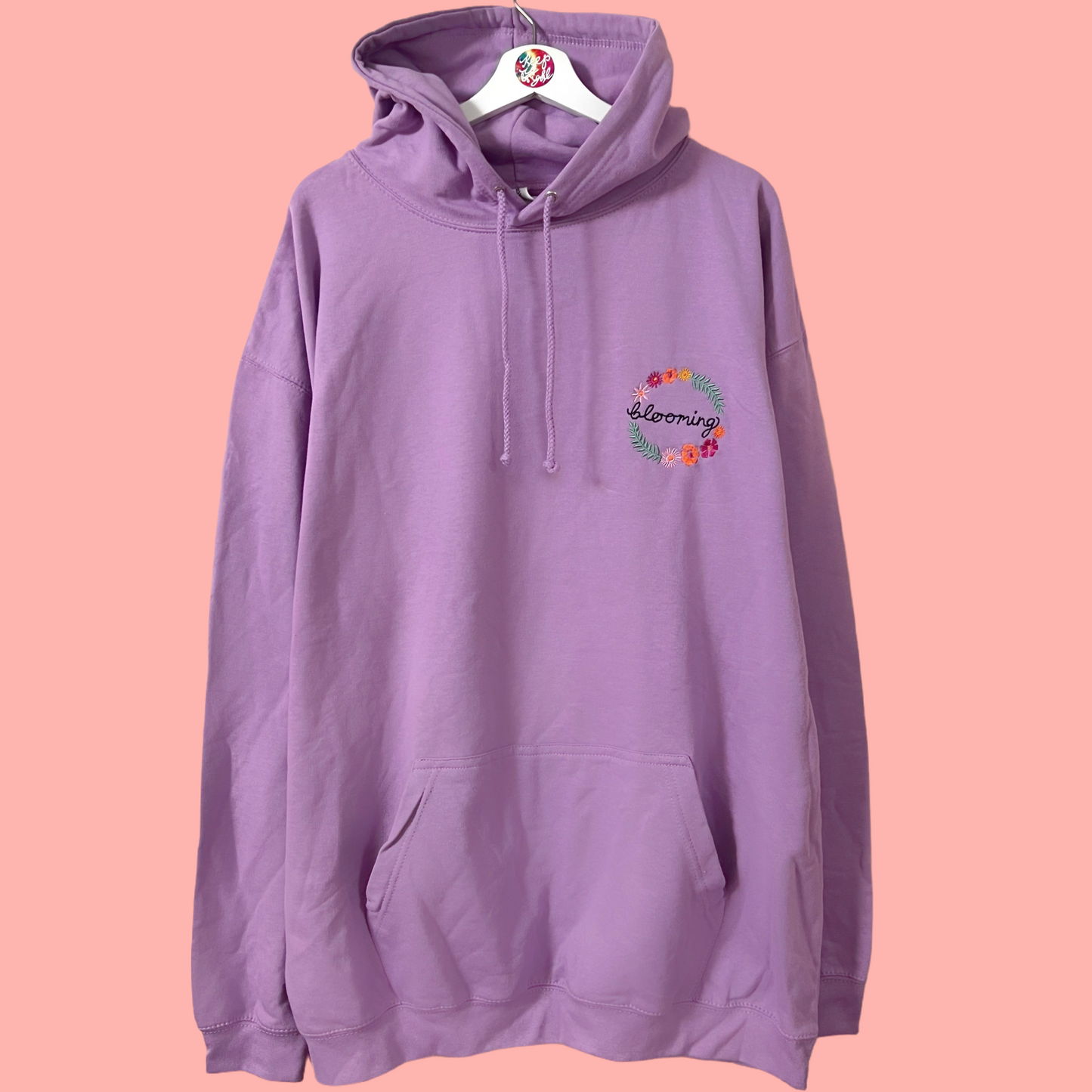 blooming embroidered hoodie - lilac