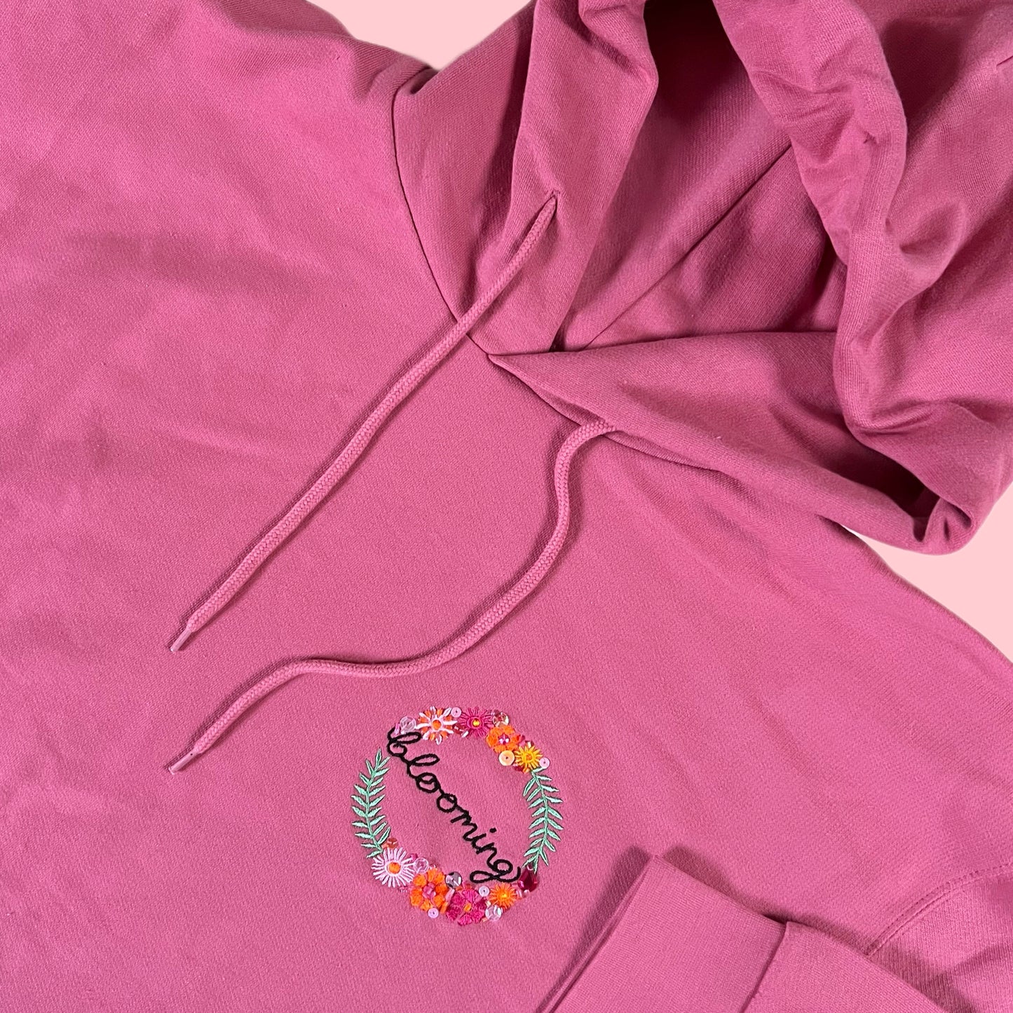 blooming embellished hoodie - deep pink