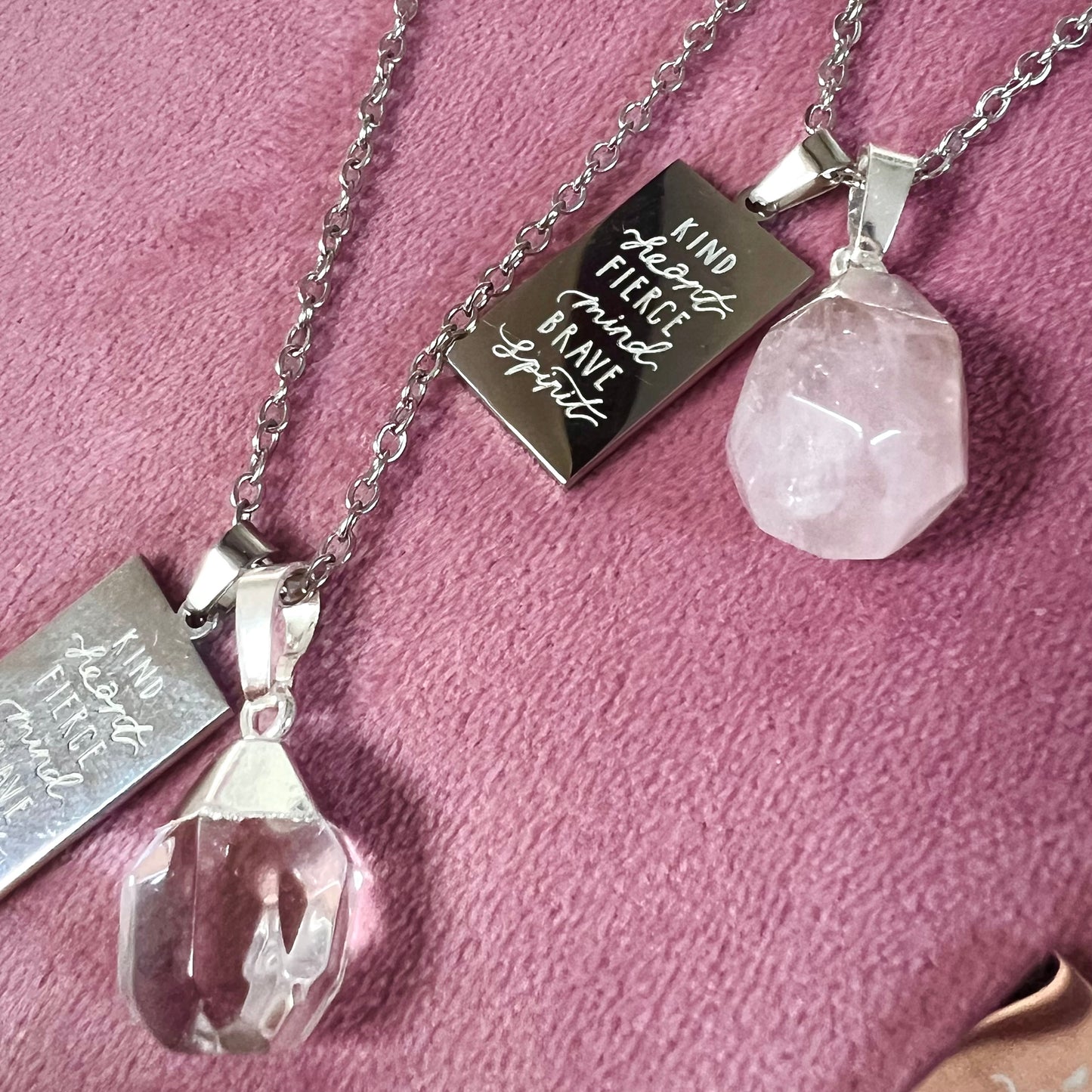 kind heart fierce mind brave spirit crystal necklaces