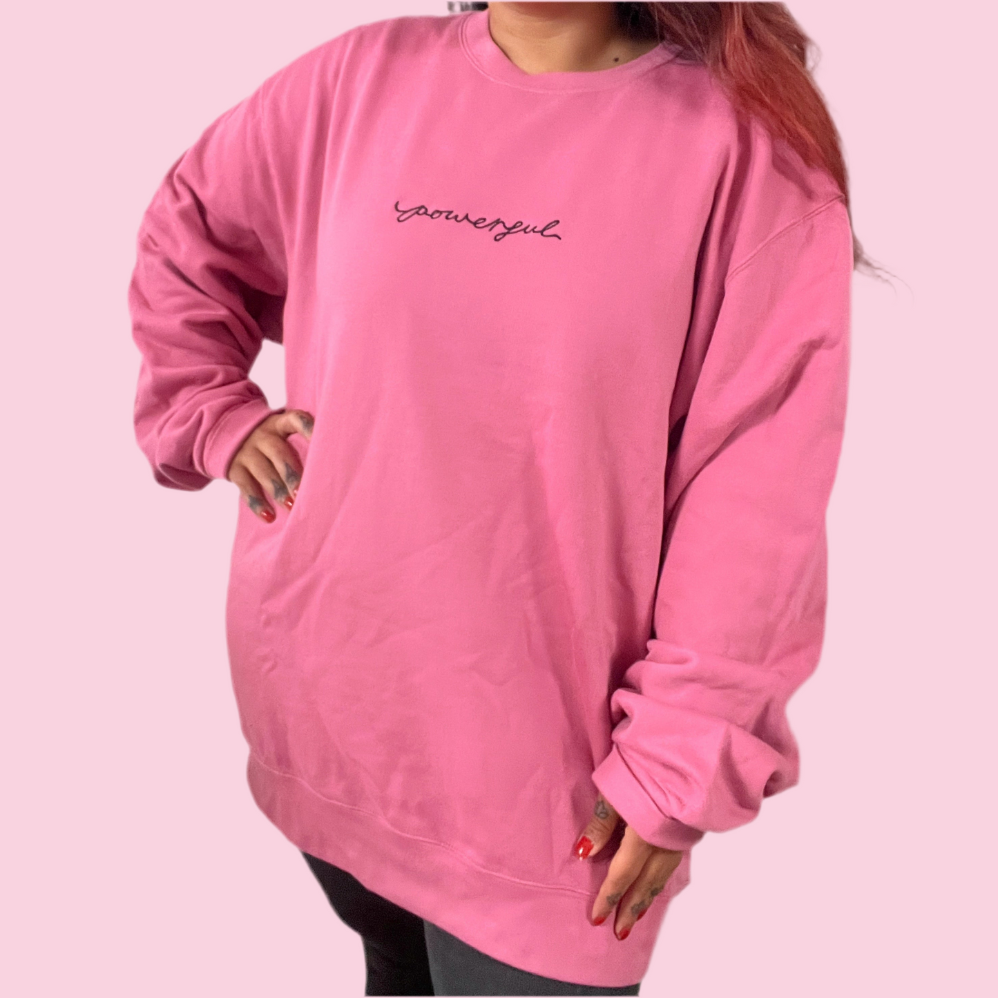 powerful embroidered sweatshirt - pink