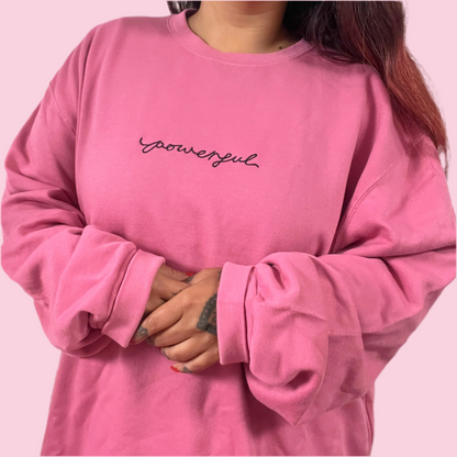 powerful embroidered sweatshirt - pink