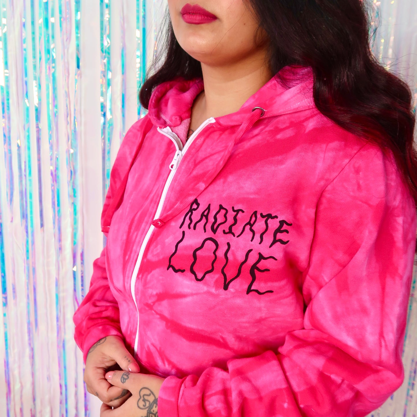 radiate love tie dye onesie - pink