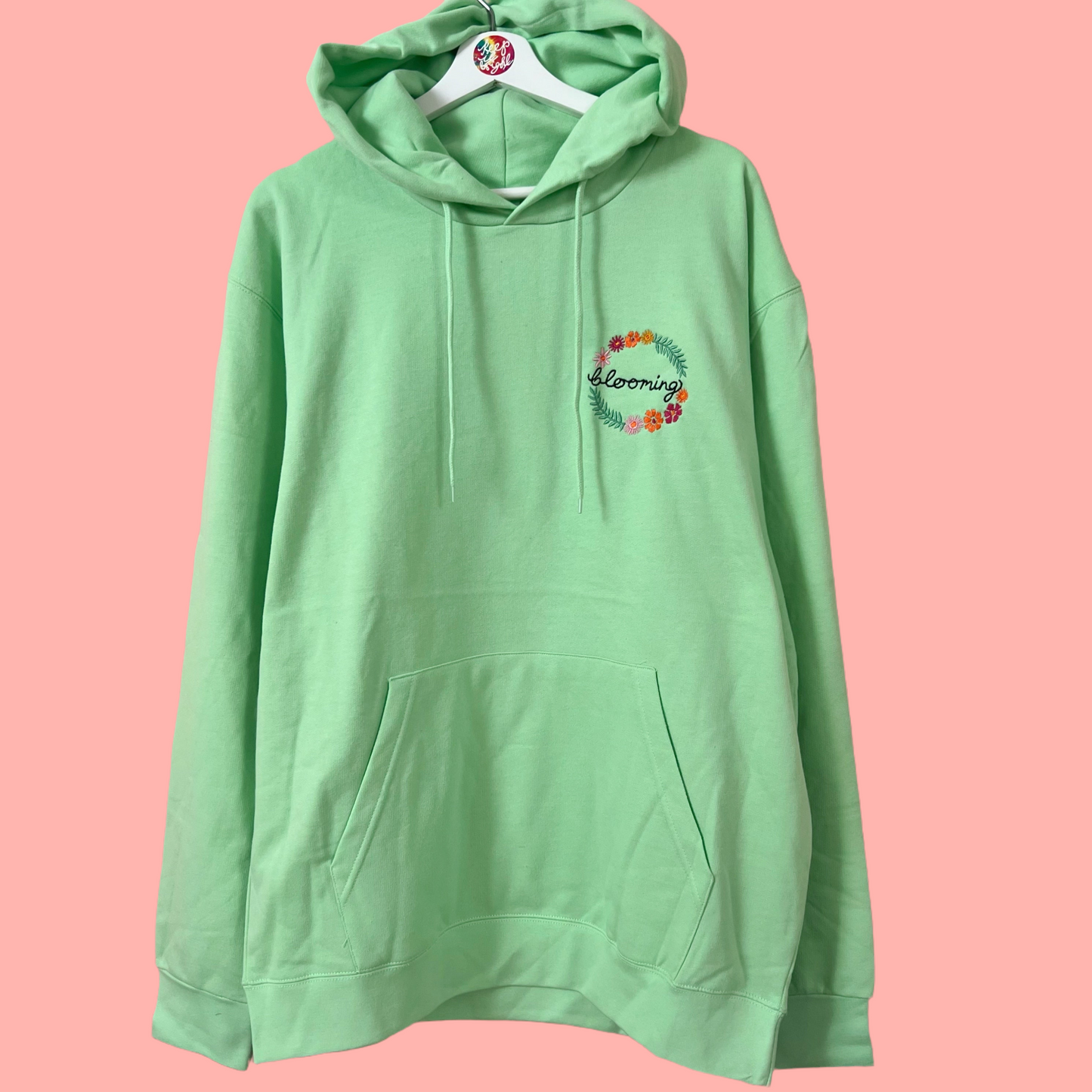 blooming embroidered hoodie - mint