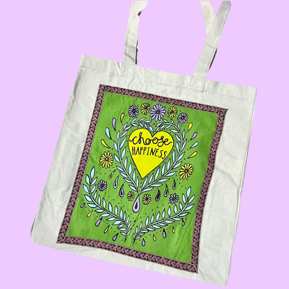 choose happiness tote bag - green