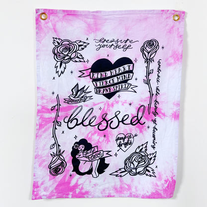 tattoo flash wall hanging - tie dye