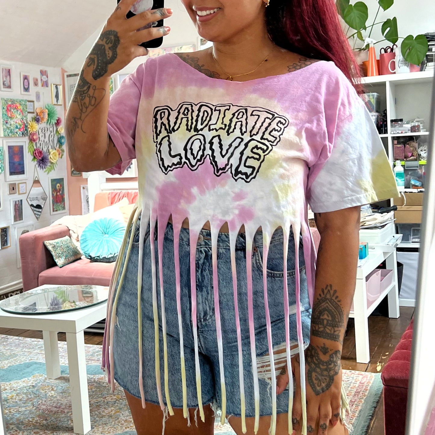 radiate love tie-dye tassel top - pastel fade