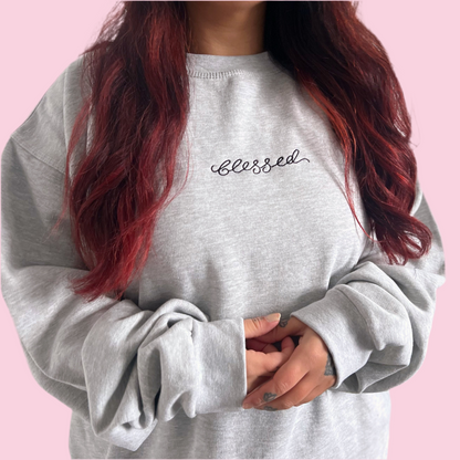 blessed embroidered sweatshirt - grey