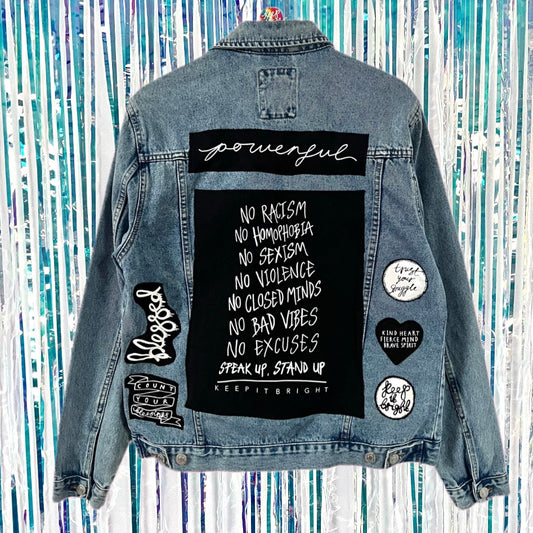 stand up, speak up denim jacket