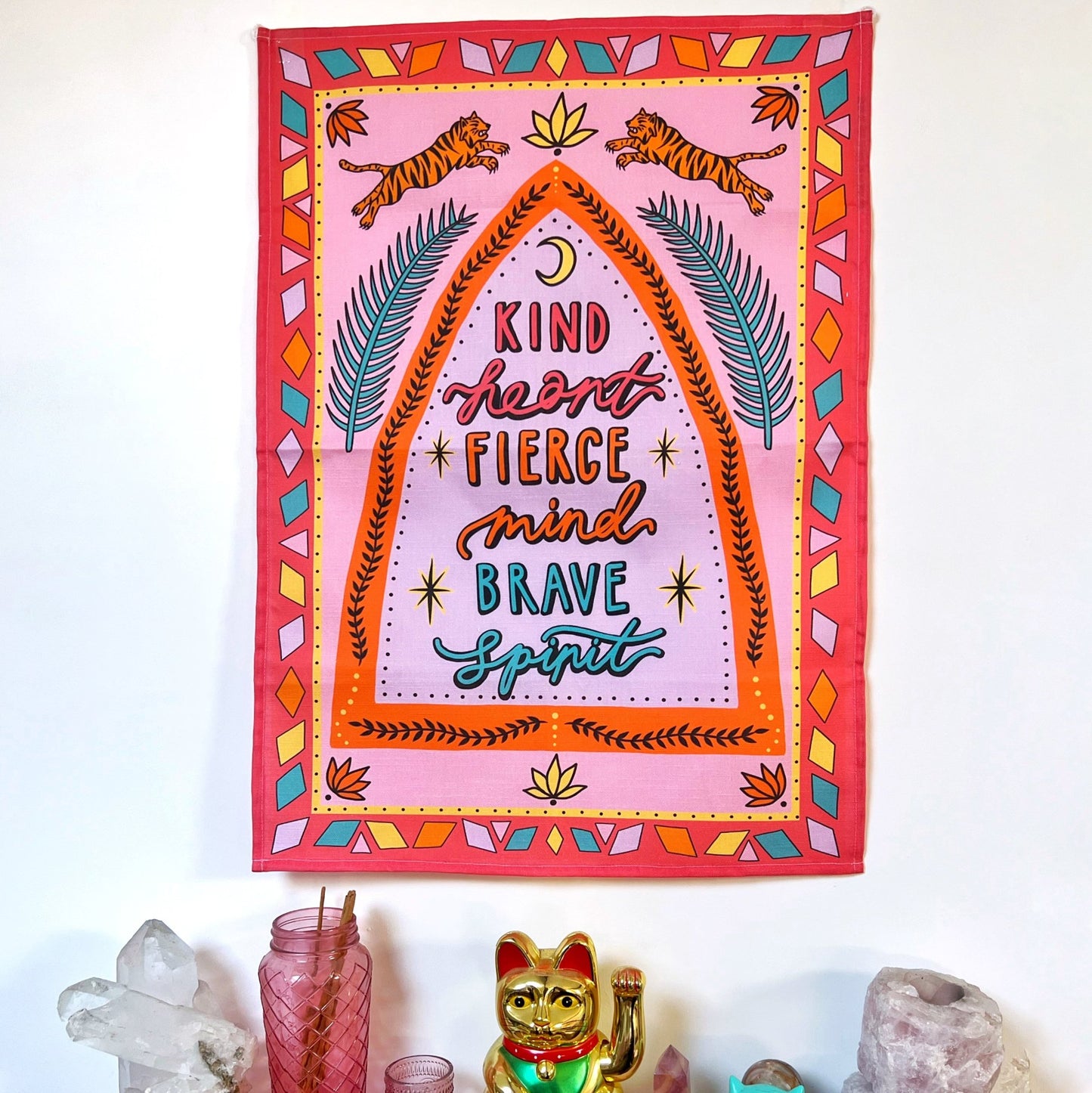 kind heart, fierce mind, brave spirit wall hanging