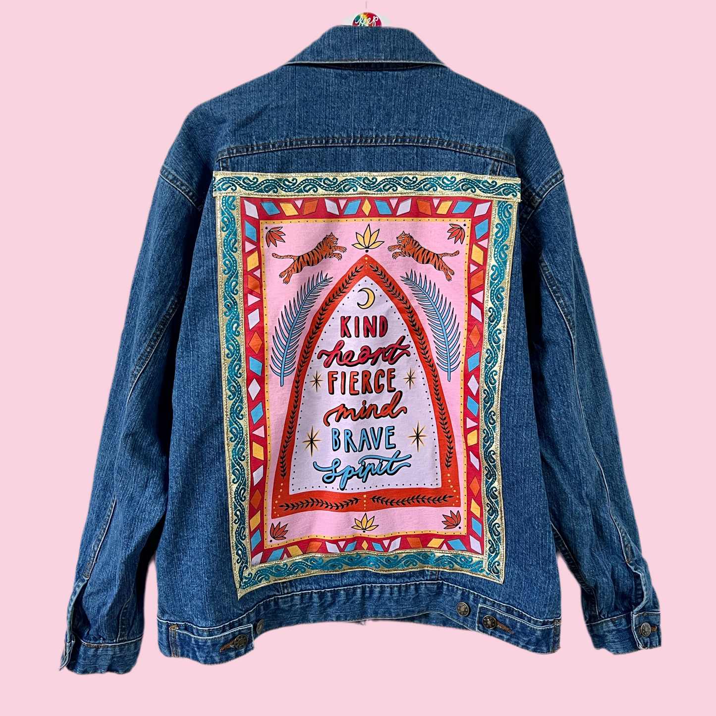 kind heart, fierce mind, brave spirit denim jacket