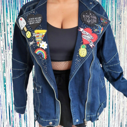 the 'summer nights' denim biker jacket