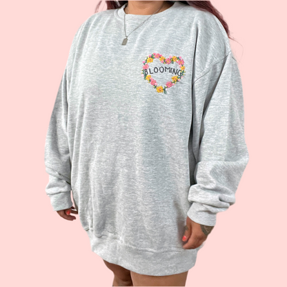 blooming hand-embroidered sweatshirt - grey