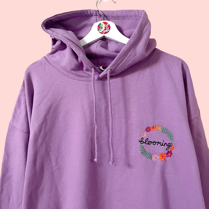 blooming embroidered hoodie - lilac