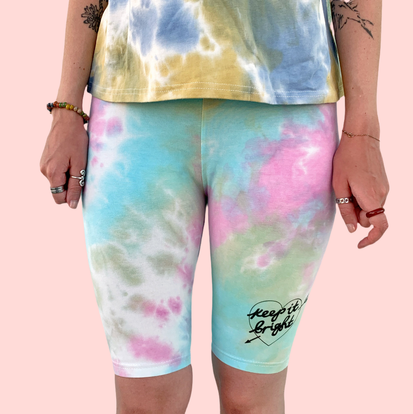 keep it bright tie-dye legging shorts - pastel