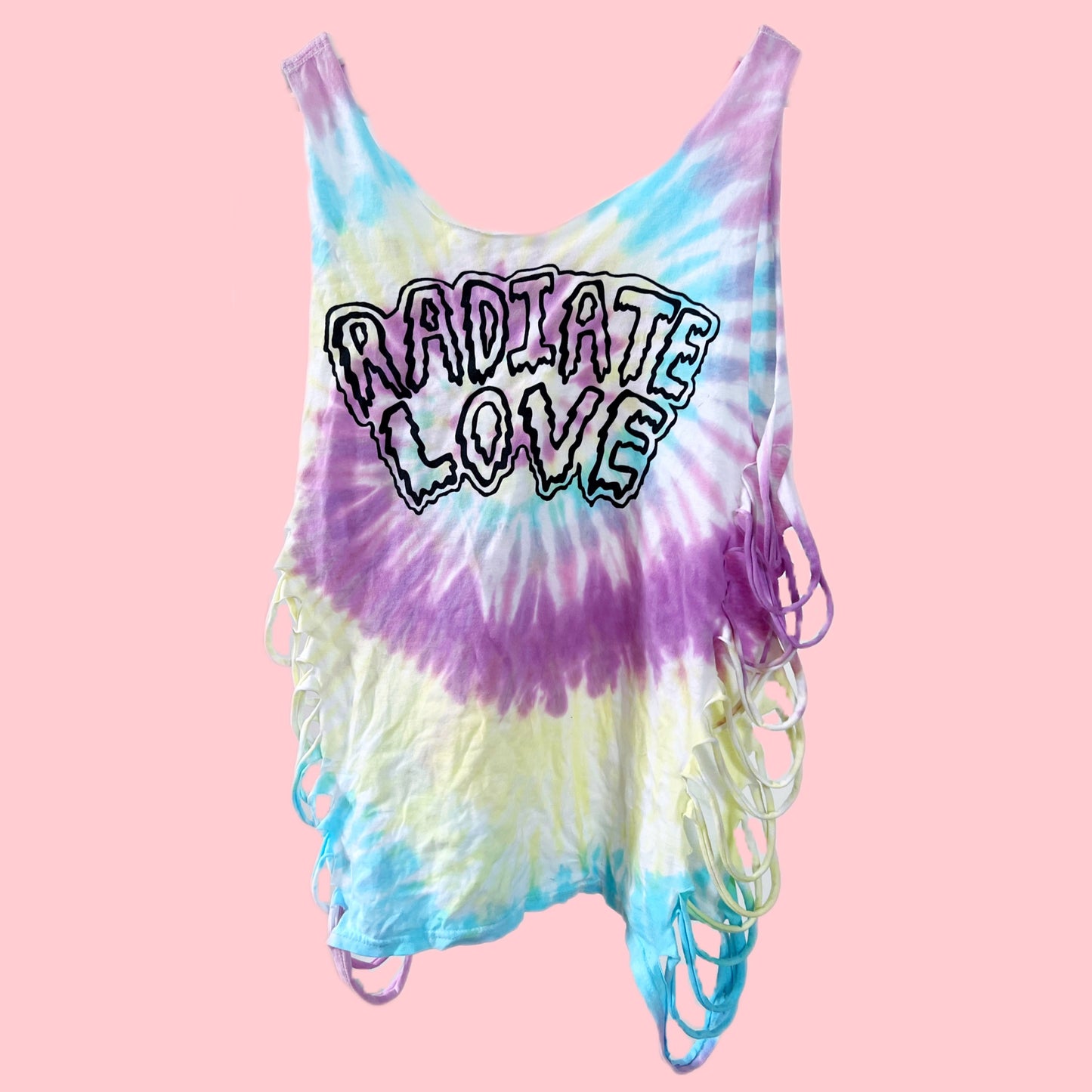 radiate love tie-dye side slash top