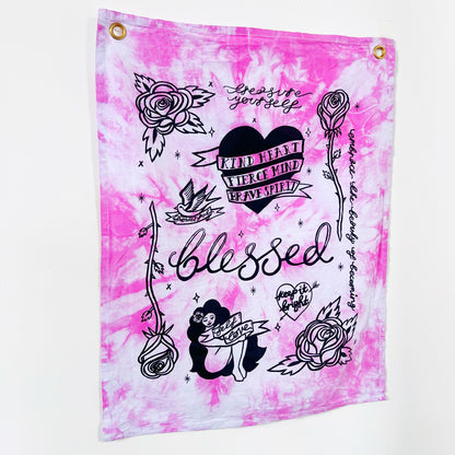 tattoo flash wall hanging - tie dye