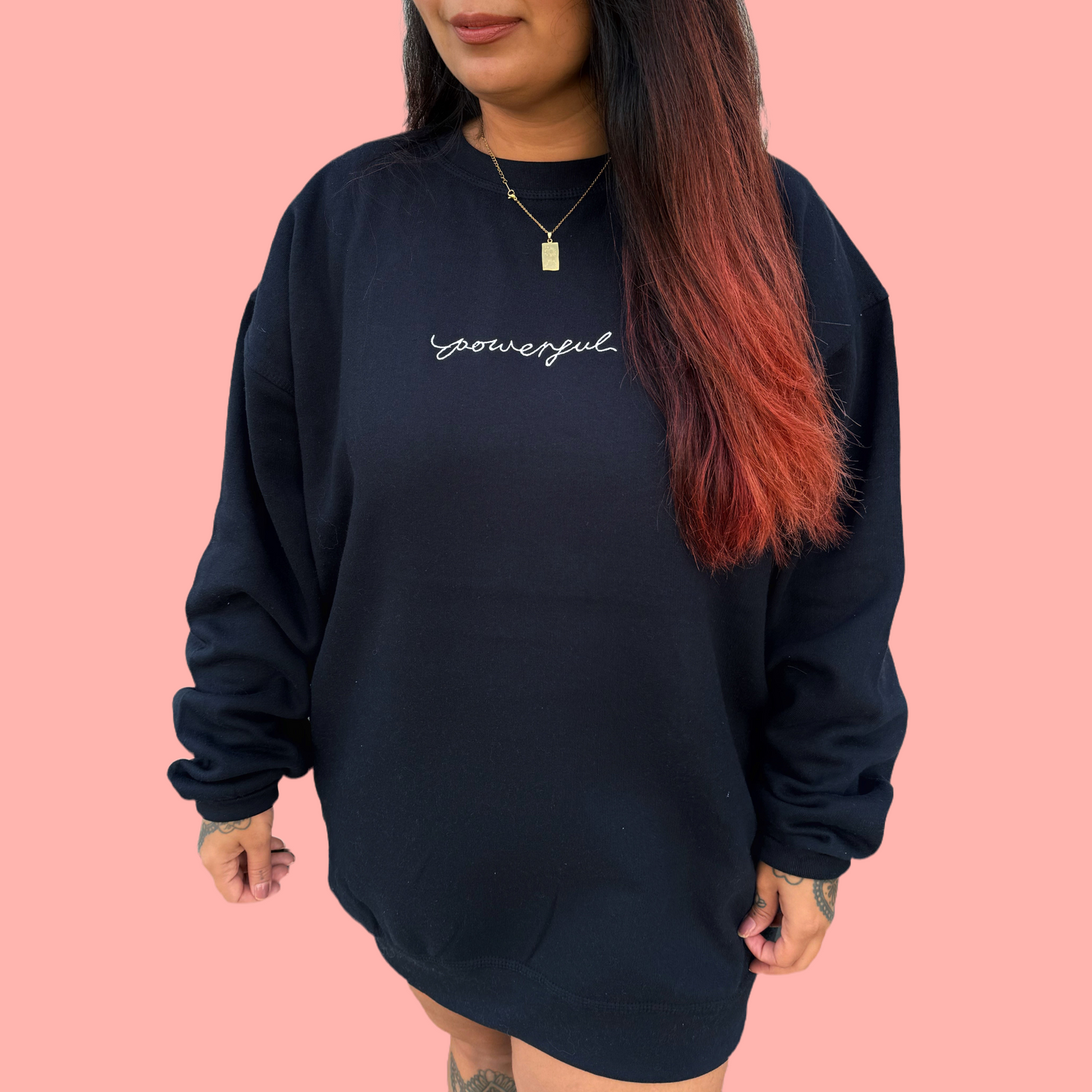 powerful embroidered sweatshirt - navy