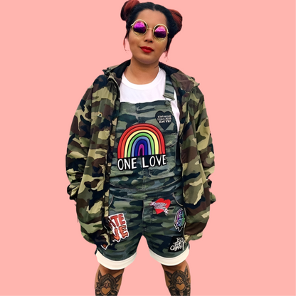 keep it bright camo dungarees
