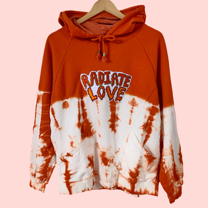 radiate love orange tie-dye hoodie