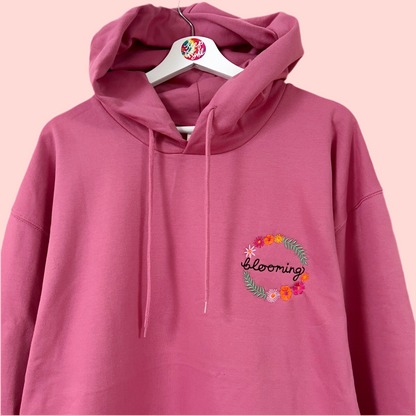 blooming embroidered hoodie - deep pink