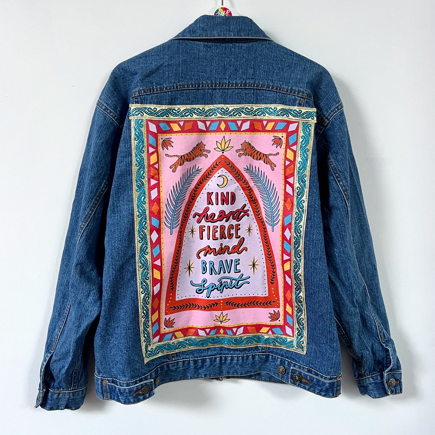 kind heart, fierce mind, brave spirit denim jacket