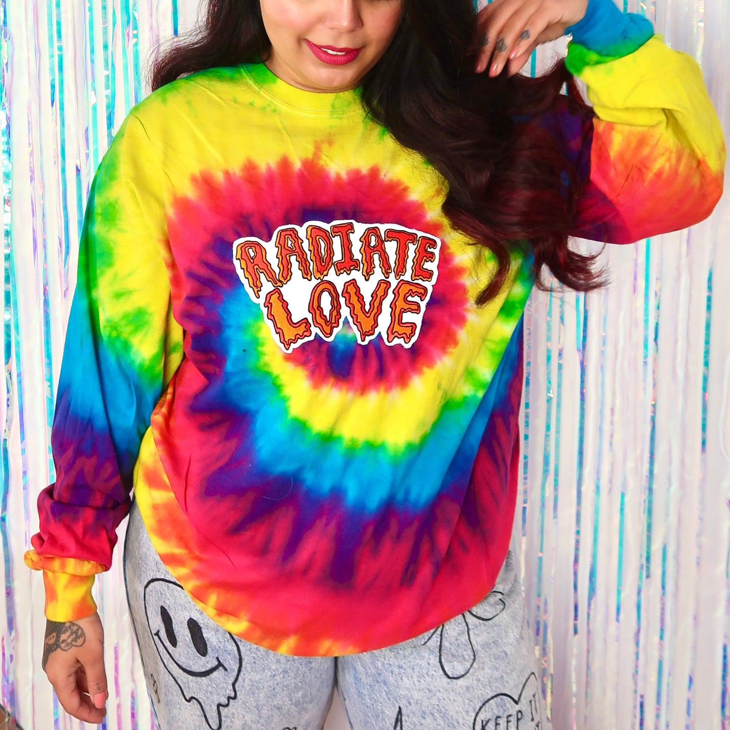 radiate love tie dye long sleeve top