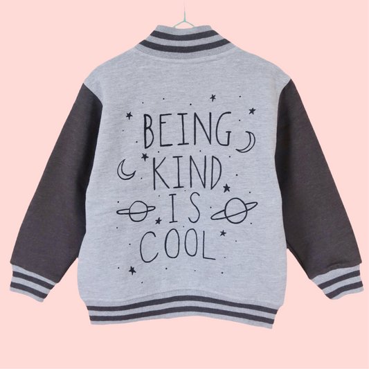 being kind is cool kids varsity jacket v.1 - grey