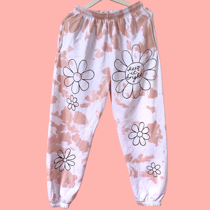 hippie heart tie dye lounge pants / joggers - peach