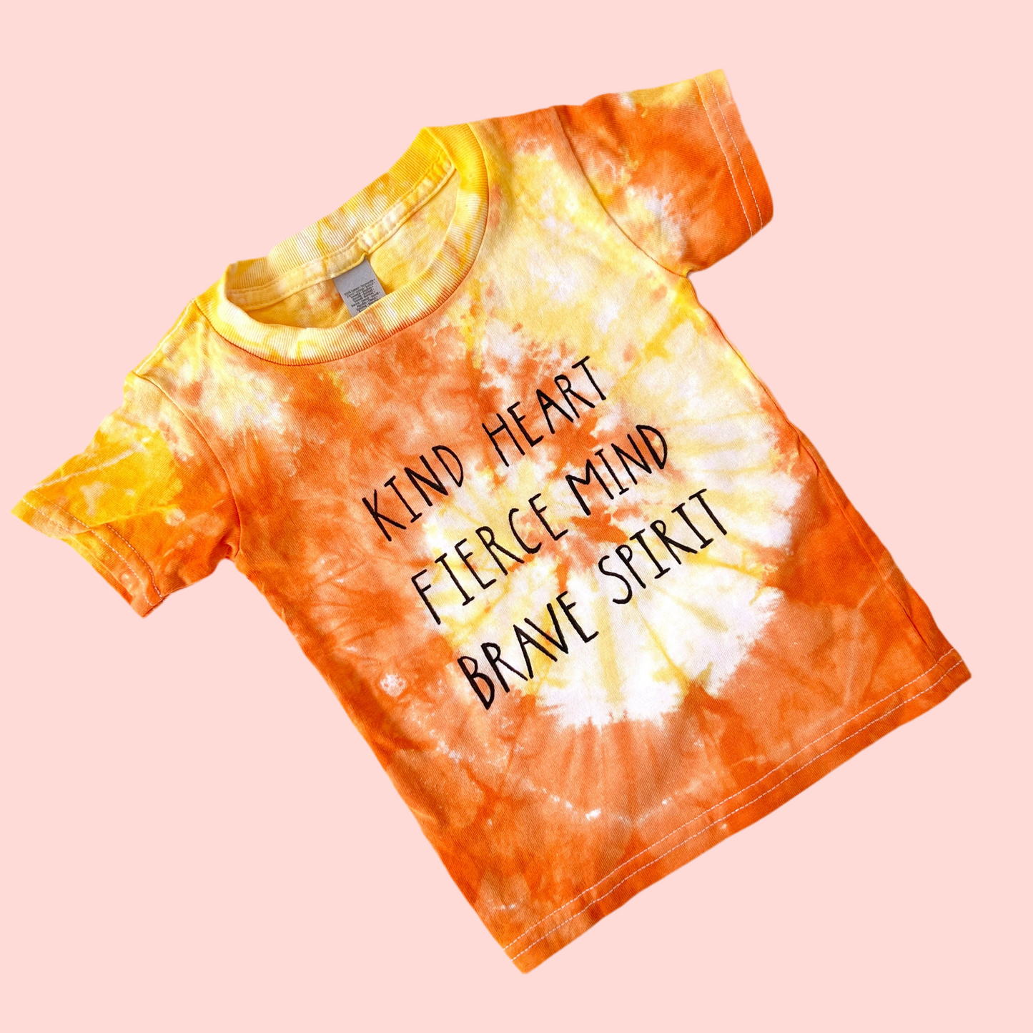 kind heart, fierce mind, brave spirit kids tie dye t-shirt