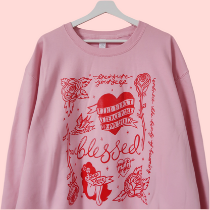 tattoo flash sweatshirt - baby pink