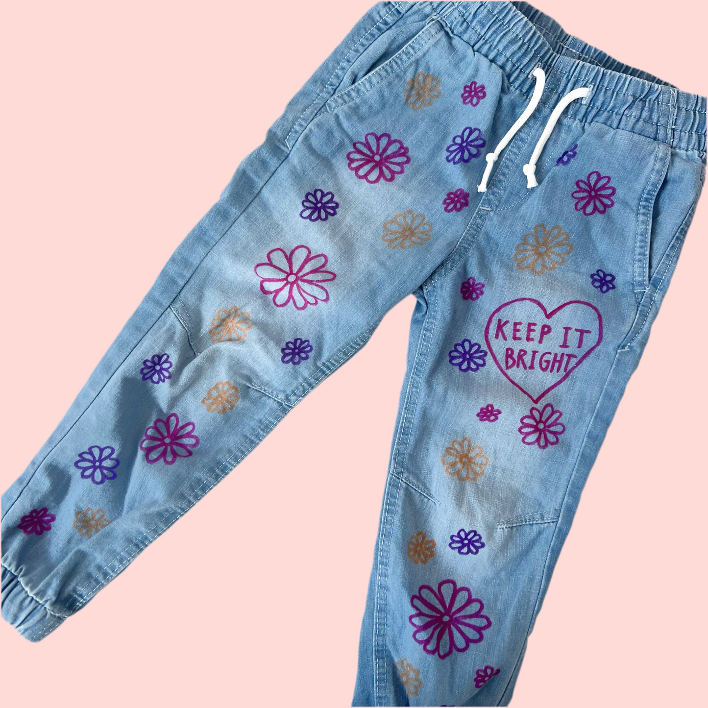 kids flower power jeans