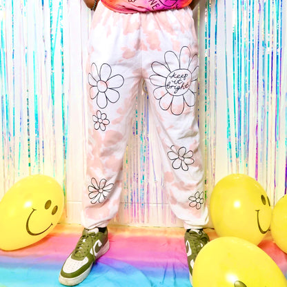 hippie heart tie dye lounge pants / joggers - peach