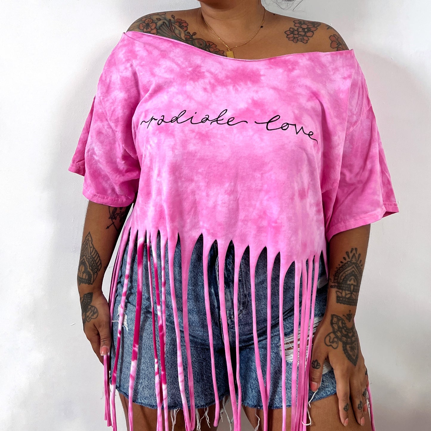 radiate love tie-dye tassel top - pink