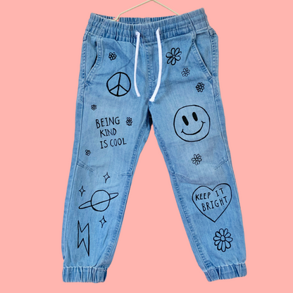 kids hippie heart jeans