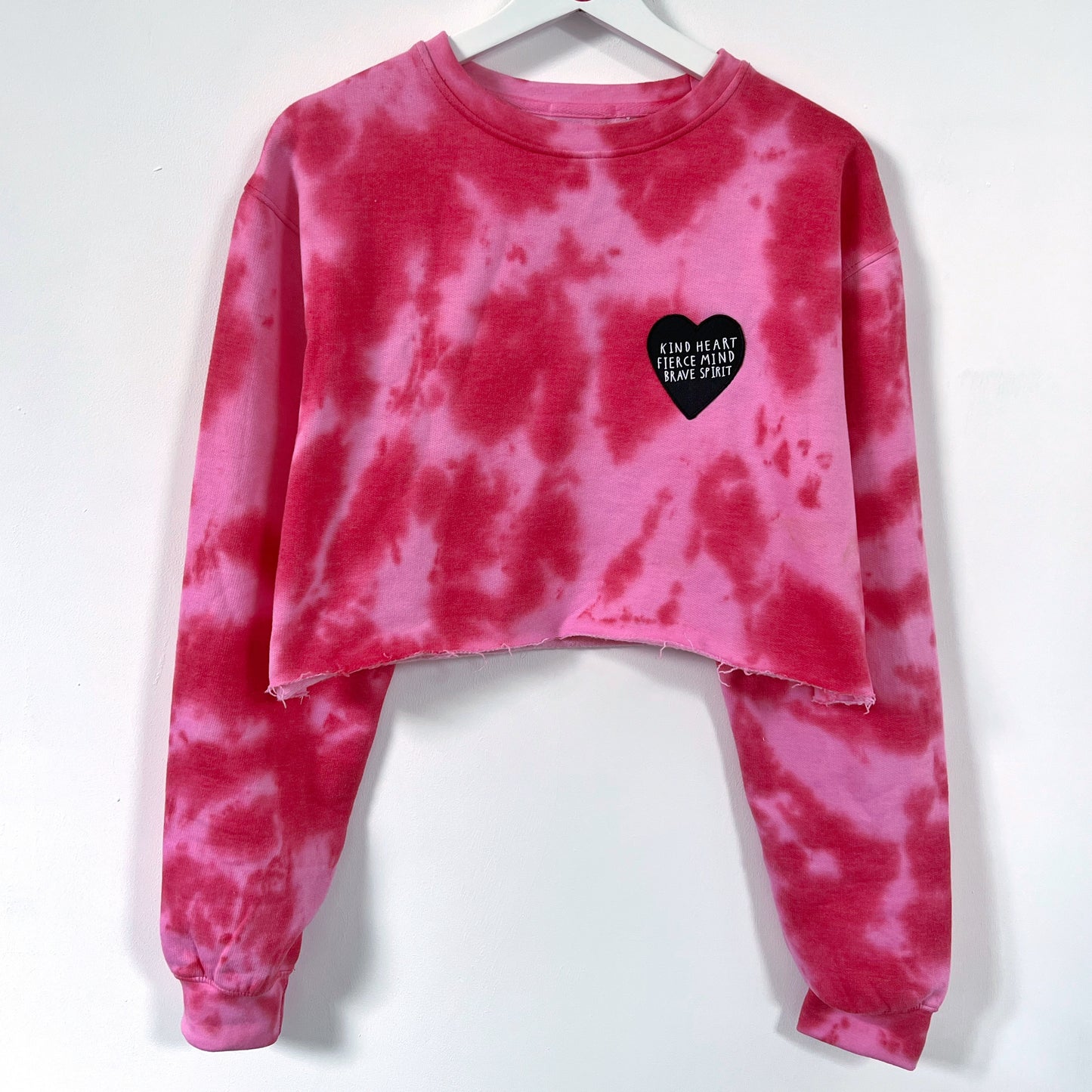 kind heart, fierce mind, brave spirit tie-dye crop sweatshirt