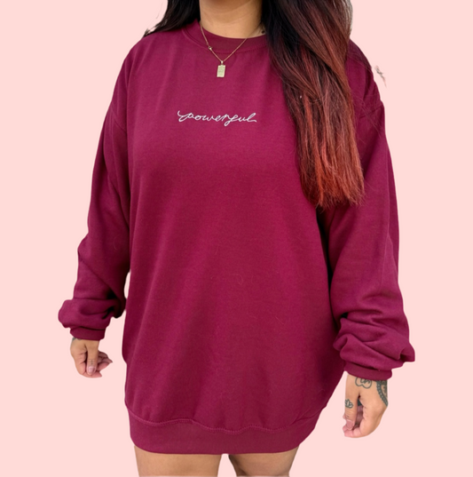 powerful embroidered sweatshirt - burgundy