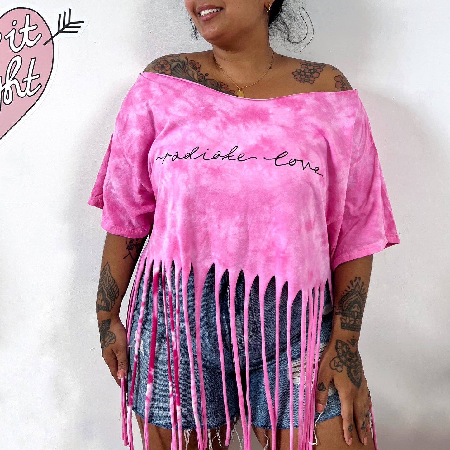 radiate love tie-dye tassel top - pink