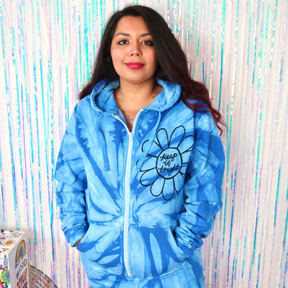 keep it bright flower tie dye onesie - blue