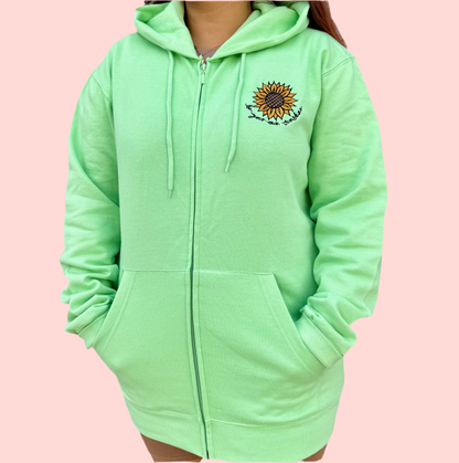 be your own sunshine embroidered zip-up hoodie - mint