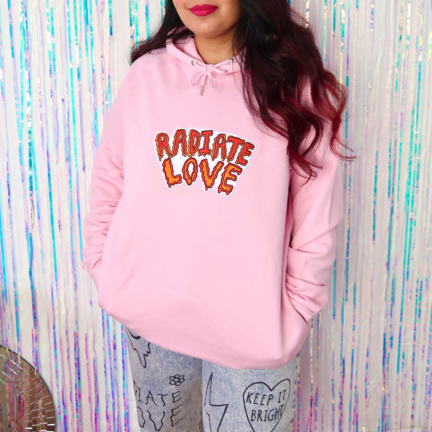 radiate love embroidered hoodie - pink