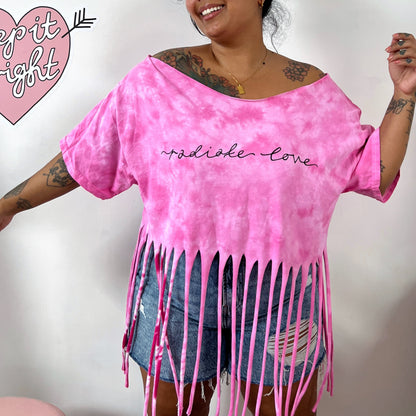 radiate love tie-dye tassel top - pink