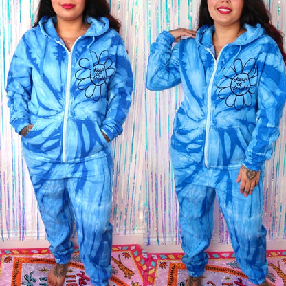 keep it bright flower tie dye onesie - blue