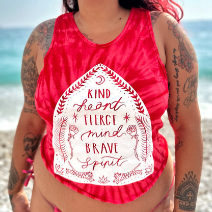 kind heart, fierce mind, brave spirit crop top - red