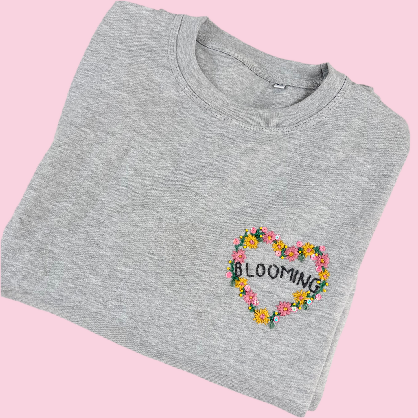 blooming hand-embroidered sweatshirt - grey