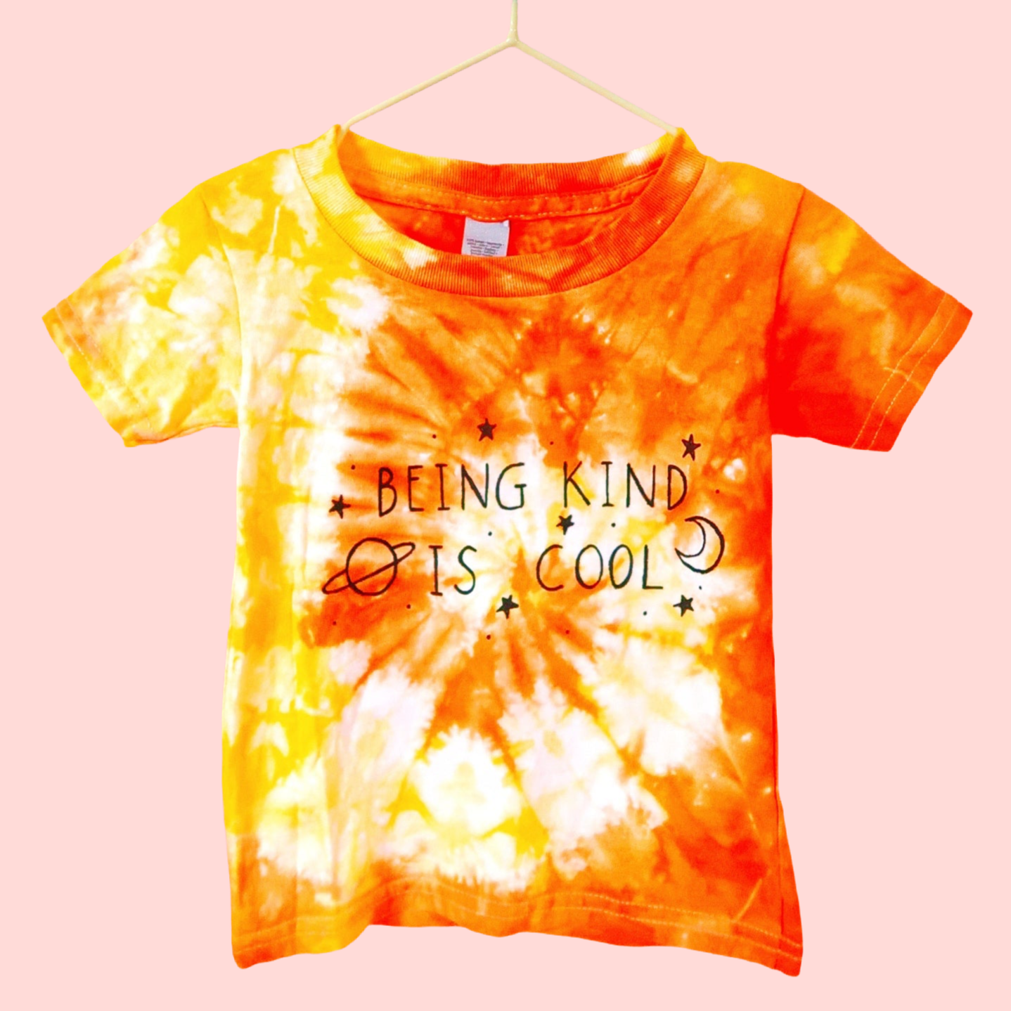 kids / baby being kind is cool tie dye t-shirt - orange
