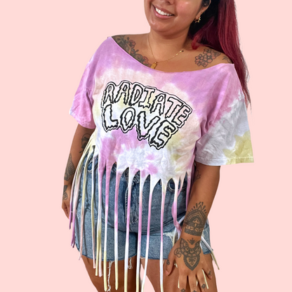 radiate love tie-dye tassel top - pastel fade