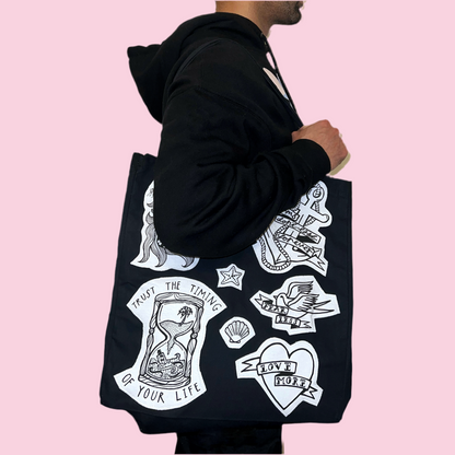 nautical tattoo flash tote bag